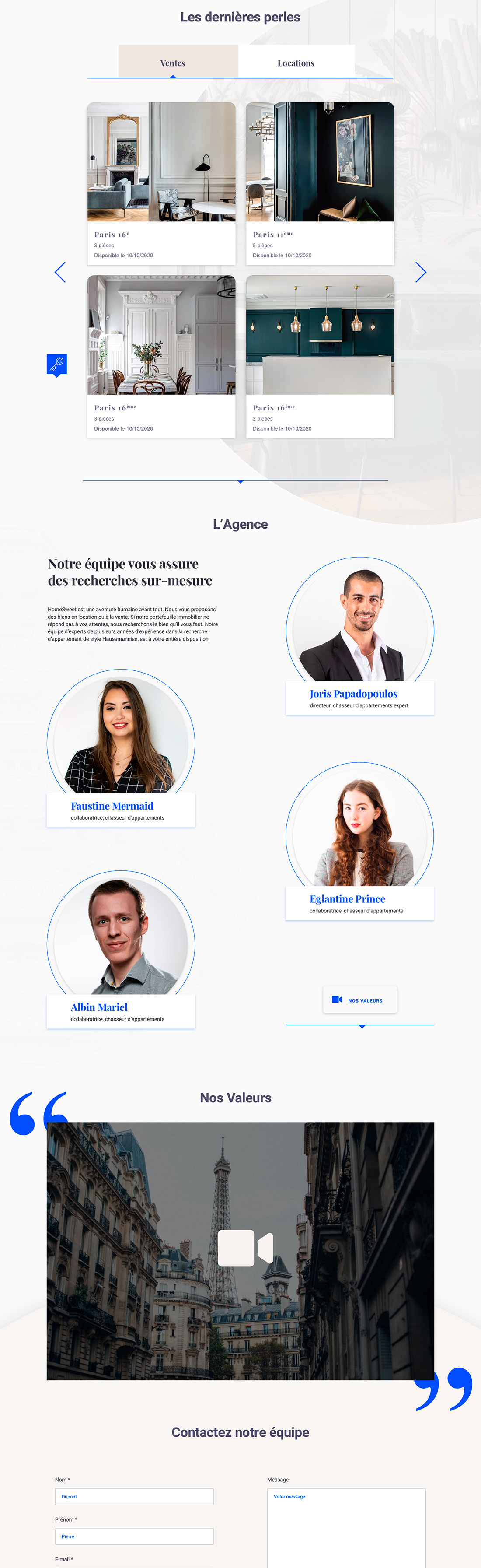 webdesign de la page d'accueil du site HoemSweet